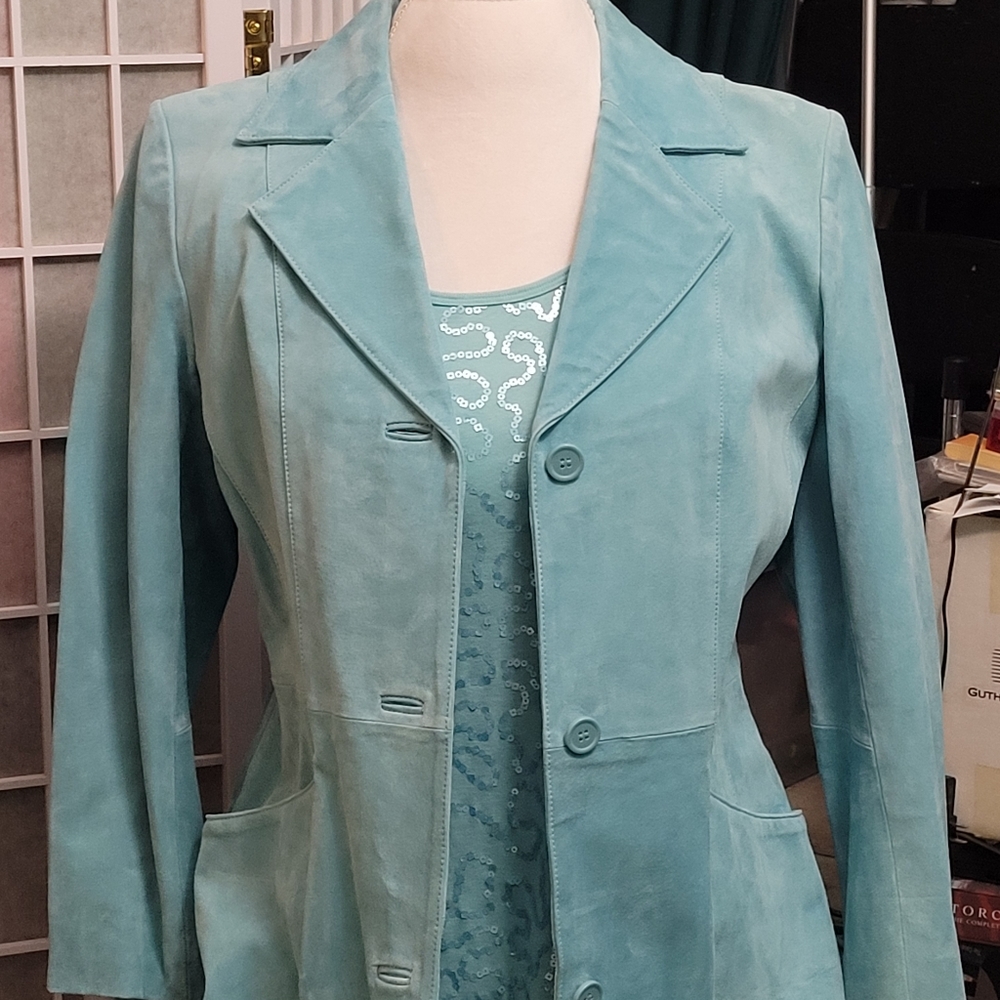 Dialogue washable aqua suede jacket, S